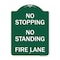 Signmission No Stopping No Standing Fire Lane, Green & White Aluminum Sign, 18" x 24", GW-1824-23575 A-DES-GW-1824-23575 - alternate 1